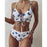 Modern Blue High Waist Bikini Push Up Swimwear Women Dragon Printed Bikini Set Retro Swimsuit Women's High Waist Bikini Swimsuits Twist Push Up Two Piece Bathing Suits Tummy Control Swimwear