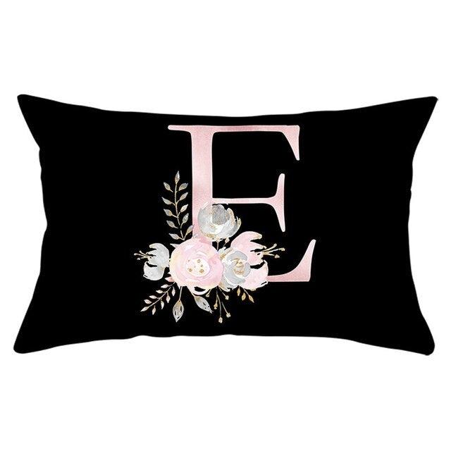 New Light Letter Flower Pillow Covers Alphabet Decorative Pillow Cases ABC Letter Flowers Cushion Covers Black Plush Pillow Case Super Soft Living Room Decorative Cushion Cover Elegant Soft Design 30x50cm