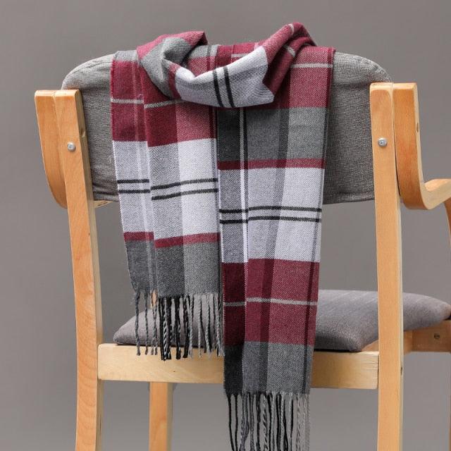 Fashion Winter Casual Classic Soft Plaid Popular Couple Lightweight Tartan Muffler Warm Scarf Cashmere Scarves Shawls Wraps Lightweight Women Warm Lattice Scarves Cashmere Hijab For Women