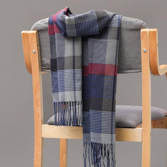 Fashion Winter Casual Classic Soft Plaid Popular Couple Lightweight Tartan Muffler Warm Scarf Cashmere Scarves Shawls Wraps Lightweight Women Warm Lattice Scarves Cashmere Hijab For Women