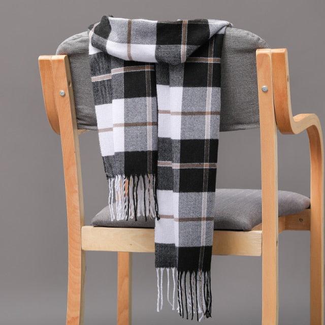 Fashion Winter Casual Classic Soft Plaid Popular Couple Lightweight Tartan Muffler Warm Scarf Cashmere Scarves Shawls Wraps Lightweight Women Warm Lattice Scarves Cashmere Hijab For Women