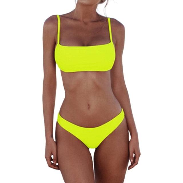 Push Up Bikini Set Swimsuits High Waist Swimwear Women Ribbed Bathing Suits Brazilian Bikinis Swimsuit for Women  Bottom Triangle Bikinis Top Bathing Suit