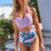 Leaf Floral Bikini Set Women Backless High-Waist Two Pieces Swimwear Beach Bathing Suits Swimsuits Women's Ruffle Bandage Bikini High Waist Bottoms Two Piece Swimsuits