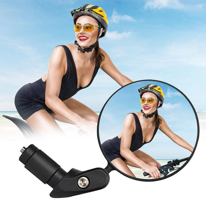 Stainless Steel Rotatable Bicycle Rearview Mirror Bike Rear View Mirror Cycling HandleBar Mirrors Rotating Adjustable HD Safety Convex Mirror With Wide Filed Of View For Mountain Bike