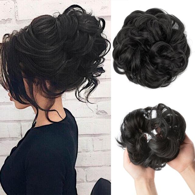 Hair Bun Extensions Messy Curly Elastic Hair Scrunchies Hairpieces Synthetic Chignon Donut Up-do Hair Pieces Clip in Hair Extension For Volumized Hair Buns For Girls