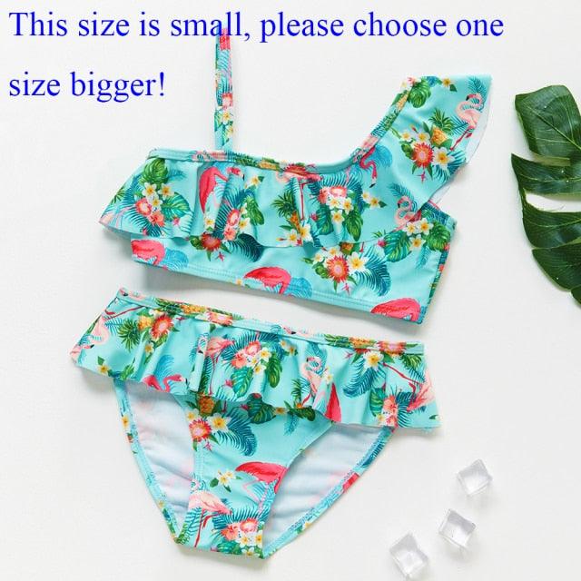 Teenager Girls Swimwear Two pieces Girls Swimsuit High quality Kids Bikini Sets Children Beach Wear Girls Two Piece Bikini Swimsuits Striped Ruffle Swimwear Bathing Suit Set