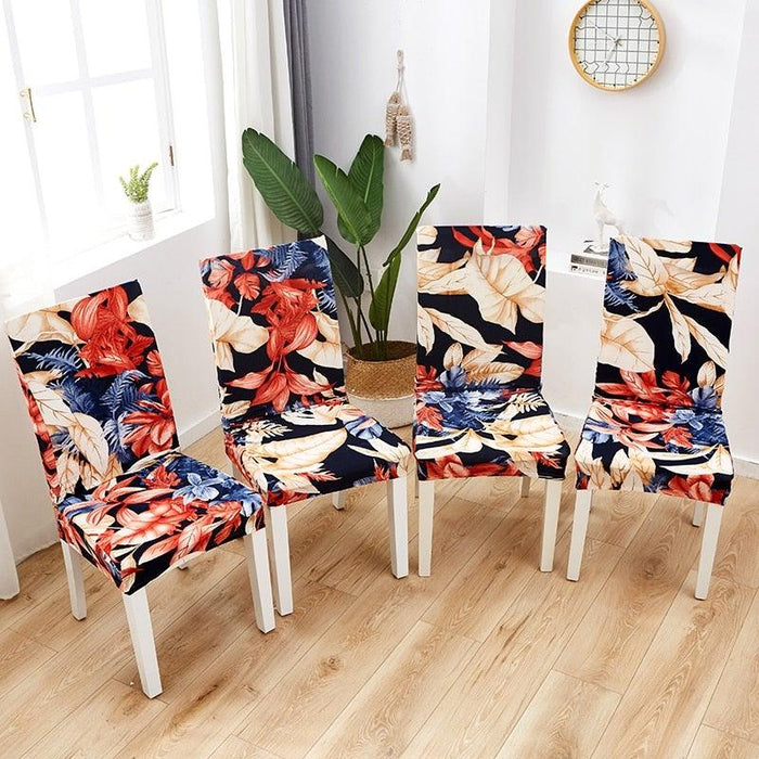 Printed Polyester Fabric Chair Cover Washable Chair Covers Seat Slipcovers Stretch Dining Seat Case For Home Stretch Removable Washable Dining Room Chair Protector Slipcovers/Home Decor Dining Room Seat Cover Multiple Styles