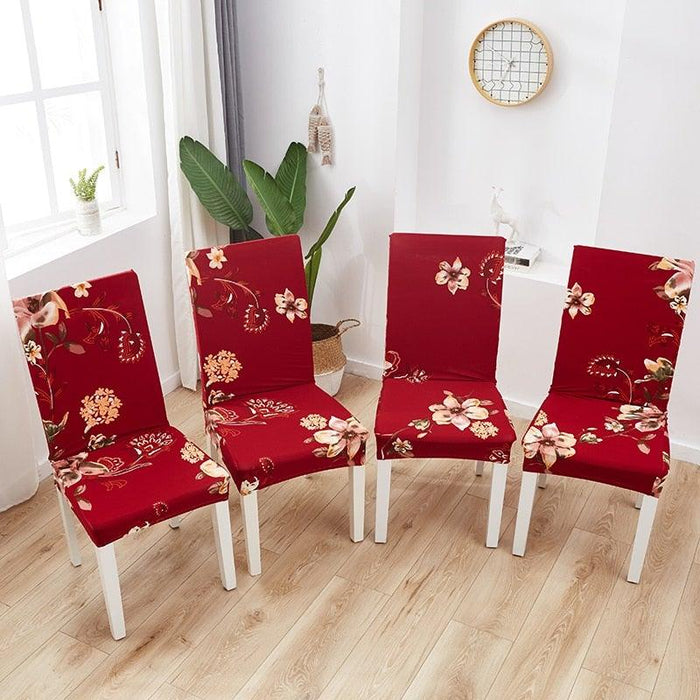 Printed Polyester Fabric Chair Cover Washable Chair Covers Seat Slipcovers Stretch Dining Seat Case For Home Stretch Removable Washable Dining Room Chair Protector Slipcovers/Home Decor Dining Room Seat Cover Multiple Styles