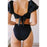 Bikini New 2 Piece Women Swimsuit Women's High Waist Bikini Set Fashion Puff Sleeve Swimwear Set Bathing Suits Solid Color Short Puff Sleeve Summer High Waist Cut Backless Bathing Suit Beachwear