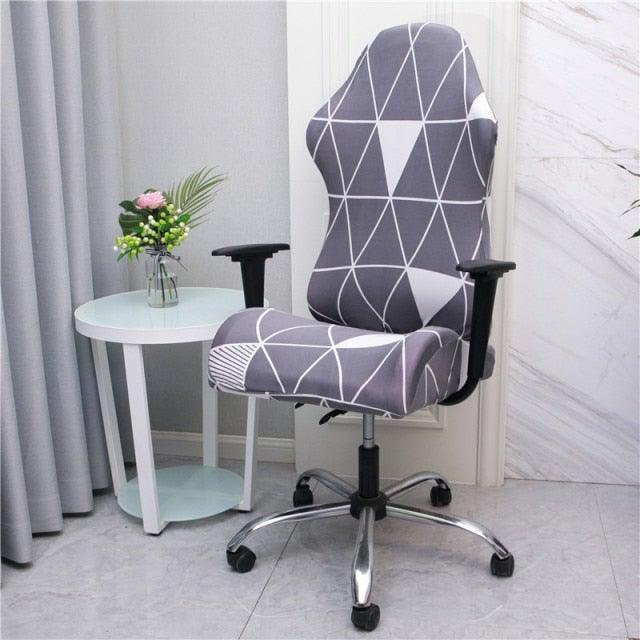 Office Computer Gaming Chair Covers Stretch Spandex Armchair Gamer Seat Cover Printed Household Racing Desk Rotating Slipcovers Soft Fit Universal Desk Rotating Chair Slipcovers, Removable Washable Anti-Dust Spandex Chair Protector Cover With Zipper