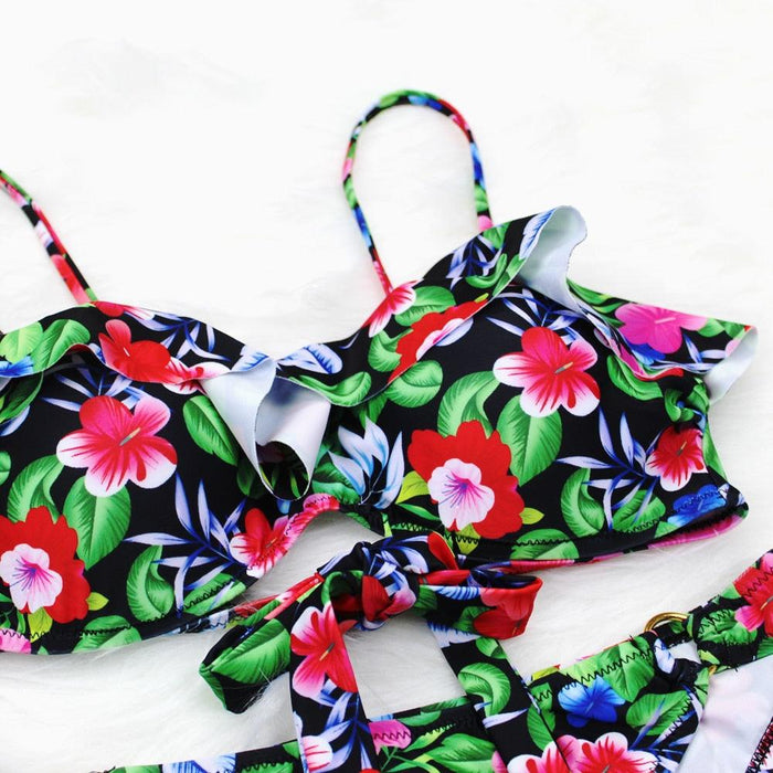 Female Two Piece Swimsuit Low Waist Bikini Floral Printing Swimwear Push Up Bathing Suit  Detachable Padded Push Up Striped Bikini Set Two Piece Swimsuit Ladies Vintage Lace Bikini Sets Beach Swimwear