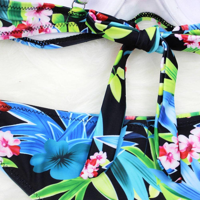 Female Two Piece Swimsuit Low Waist Bikini Floral Printing Swimwear Push Up Bathing Suit  Detachable Padded Push Up Striped Bikini Set Two Piece Swimsuit Ladies Vintage Lace Bikini Sets Beach Swimwear