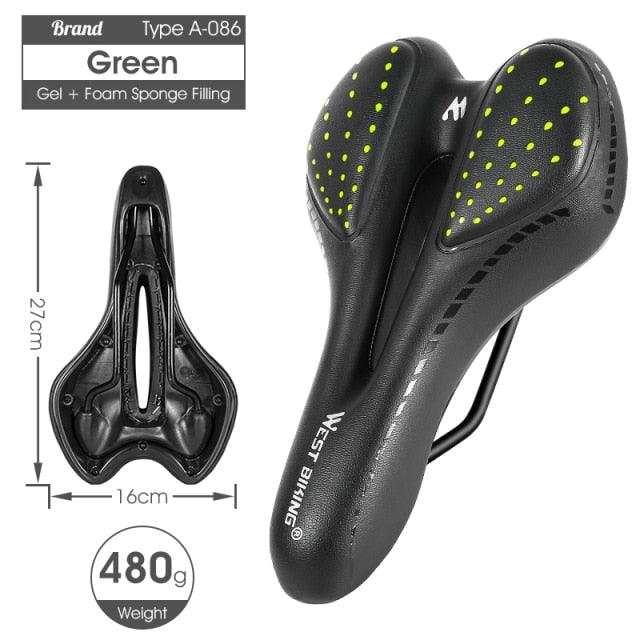 Bike Saddle Mountain Road Bike Seat PU Leather Gel Filled Cycling Cushion Comfortable Shockproof Bicycle Saddle Seat Cushion For Men Comfort Bike Saddle Anti-Slip Bicycle Saddle Waterproof Bicycle Seat For Mountain Bike Seat