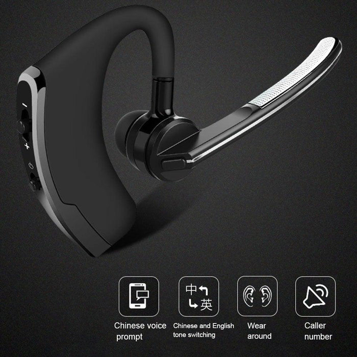 Elegant Black Bluetooth Earphone Wireless Stereo HD Mic HiFi Headphones Bluetooth Comfort Handsfree Driving Headset Ideal Standby Time Single In Ear Headset For Worm Driving