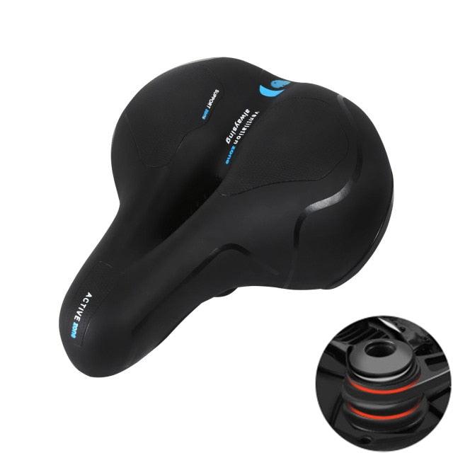 Breathable Leather Bicycle Saddle Cushion Comfortable Anti Slip And Weat Road Bike Sponge Filled Shockproof Bike Seat For Men Women Memory Foam Soft Bicycle Seats Cushion Dual Shock Absorbing Wide Bicycle Seat Replacement For Mountain Bike Road Bike