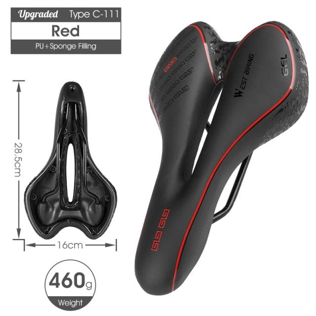 Bike Saddle Mountain Road Bike Seat PU Leather Gel Filled Cycling Cushion Comfortable Shockproof Bicycle Saddle Seat Cushion For Men Comfort Bike Saddle Anti-Slip Bicycle Saddle Waterproof Bicycle Seat For Mountain Bike Seat