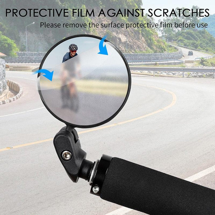 Stainless Steel Rotatable Bicycle Rearview Mirror Bike Rear View Mirror Cycling HandleBar Mirrors Rotating Adjustable HD Safety Convex Mirror With Wide Filed Of View For Mountain Bike