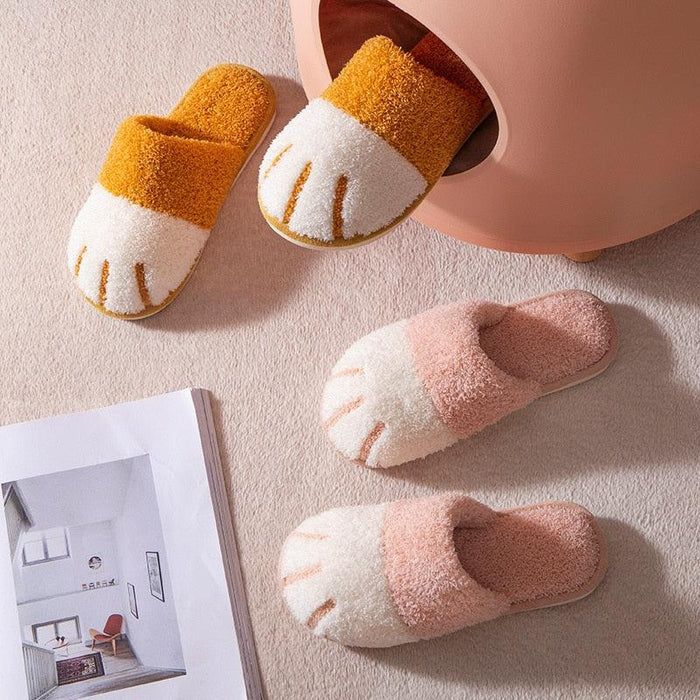 Women Winter Warm Slippers Indoor Bedroom House Flat Floor Plush Shoes Non Slip Fluffy Slippers Cute Cat Fur Slippers Slip on Memory Foam House Outdoor Indoor Warm Fuzzy Plush Fleece Lining Bedroom Comfy Home Living Room Shoes