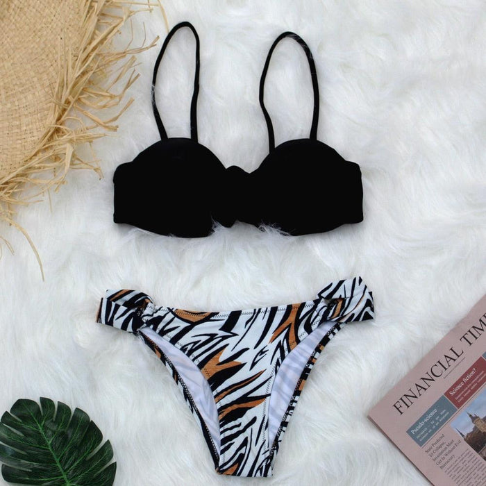 Women Two Piece Swimsuit Push Up Bikini  Padded Push Up Bikini Set Two Pieces Swimsuit Women Swimwear Bathing Suit Gifts For Mom Wife Girlfriend Swimwear Classic Print Swimsuit Bikini Set Swimwear Bathing Pool Party Bikini