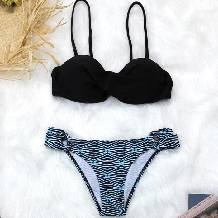 Women Two Piece Swimsuit Push Up Bikini  Padded Push Up Bikini Set Two Pieces Swimsuit Women Swimwear Bathing Suit Gifts For Mom Wife Girlfriend Swimwear Classic Print Swimsuit Bikini Set Swimwear Bathing Pool Party Bikini