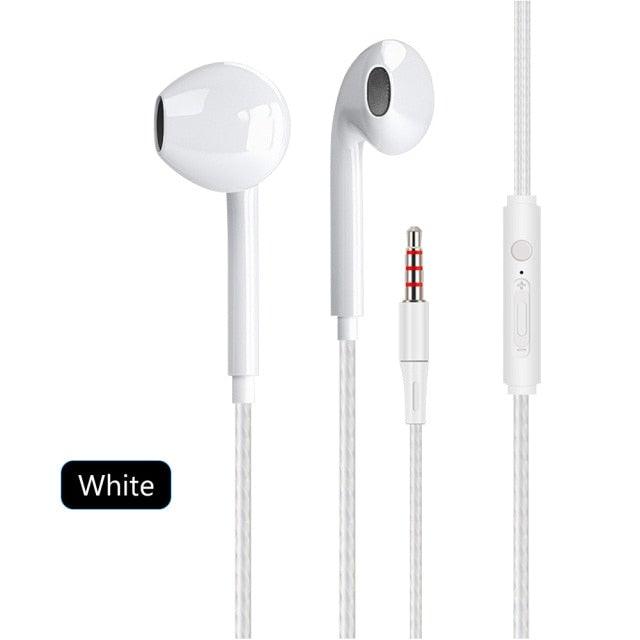 Black White Sport Earbuds Wired Headphones With Bass Mobile Phone Earphone Wire Stereo Headset Mic Music Earphones Wired Earbuds Noise Isolating in-Ear Headphones Earphones with Mic Volume Control 3.5mm Plug for Sports Workout Compatible