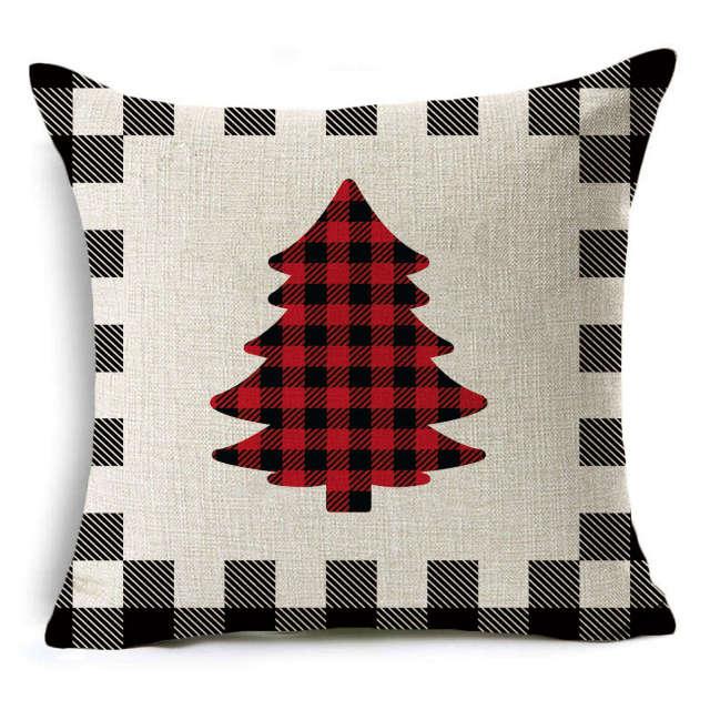 New Plaid Christmas Linen Pillowcase Xmas Series Cushion Cover Case Pillow Custom Square Pillowcase Cushion Cover Thrown Linen Pillowcase Christmas Gift 45X45CM