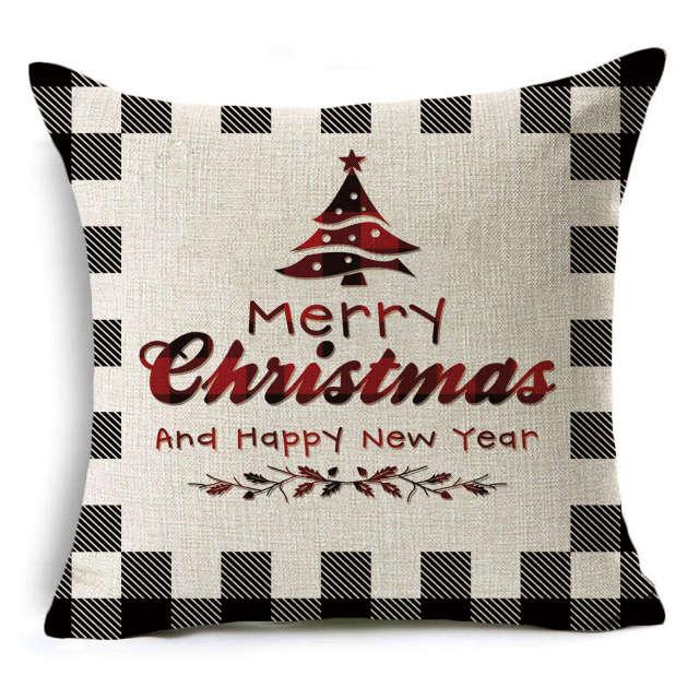 New Plaid Christmas Linen Pillowcase Xmas Series Cushion Cover Case Pillow Custom Square Pillowcase Cushion Cover Thrown Linen Pillowcase Christmas Gift 45X45CM