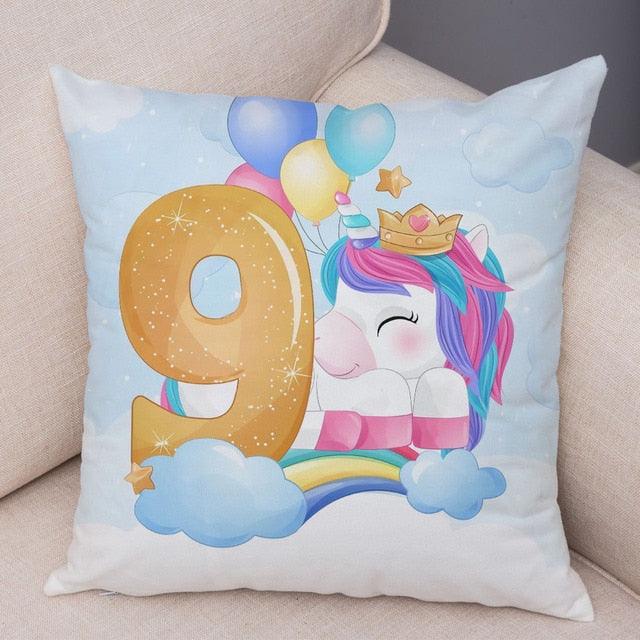 Soft Plush Unicorn Pillow Covers Cute Cartoon Animal Polyester Cotton Cushion Cover Unicorn Decorative Throw Pillow Covers Colorful Pink Wavy Hair Unicorn in Garland Cushion Cover Square Pillow Cases for Girls Women Kids Car Sofa Home Decor 45X45CM