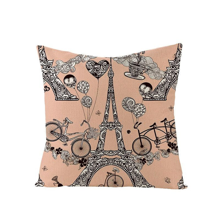 World Famous City Building Tower Paris Printing Pillow Covers For Home Chair Car Decorative Cushion Covers 45*45cm