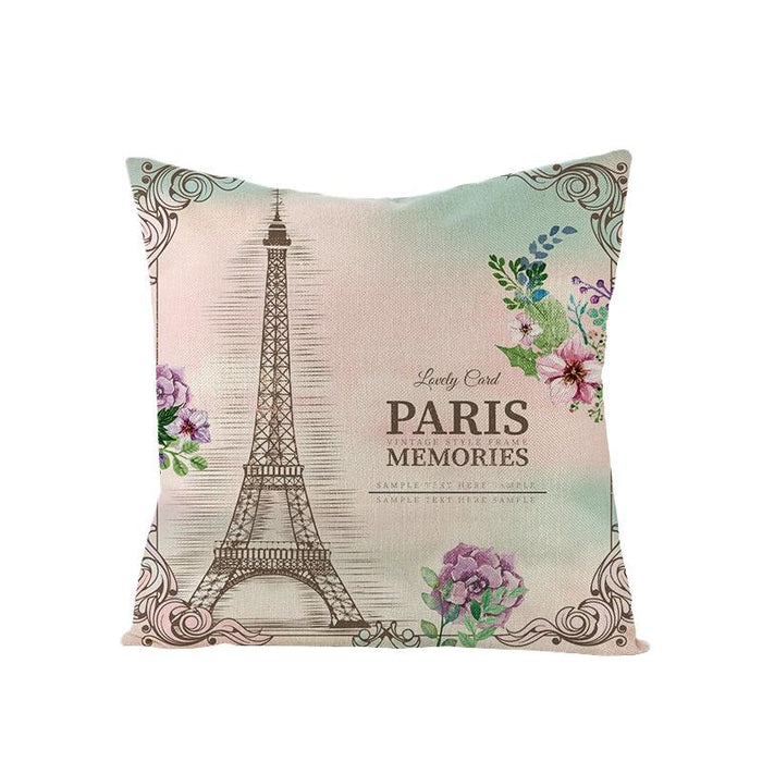 World Famous City Building Tower Paris Printing Pillow Covers For Home Chair Car Decorative Cushion Covers 45*45cm