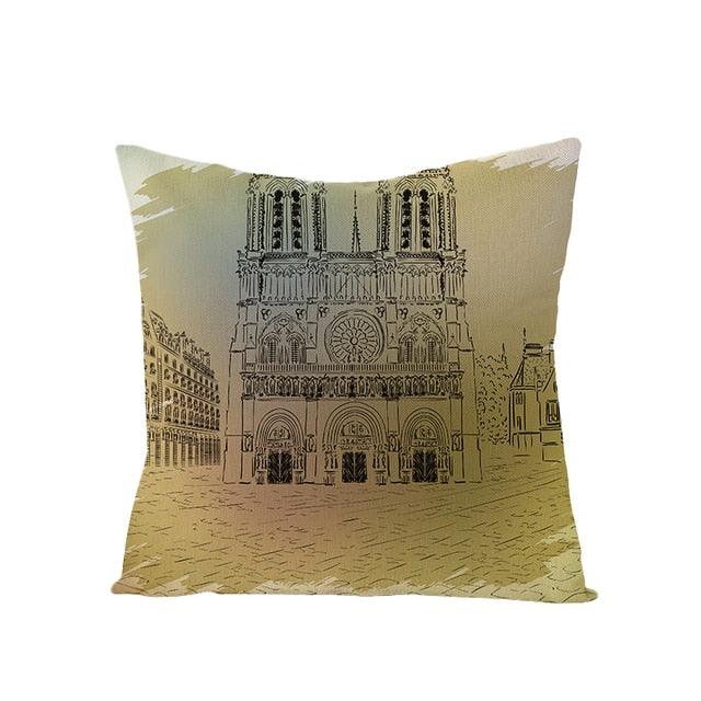 World Famous City Building Tower Paris Printing Pillow Covers For Home Chair Car Decorative Cushion Covers 45*45cm