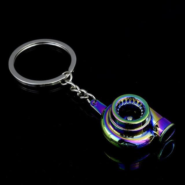 Creative Gift Car Metal Keychain Turbo Gear Hub Pendant Brake Disc Shock Absorber Pendant Alloy Short Quick Shifter Key Chain Ring Charming Auto Rainbow Metal Pendant Keyring Wheel Rim Tire Rotary Engine Keyring