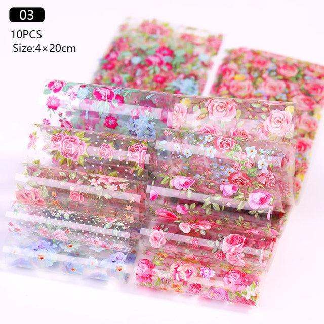 Nail Foils Marble Flower Series Iridescent Nail Art Transfer Sticker Paper Slider Nail Water Decal Design Manicures Decorations  Art Manicures Decoration New Gold Nail Transfer Foils for Nail Arts Nails Supply Holographic Effect Nail Art Foil Stickers Hol