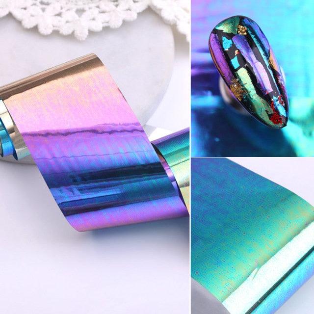 Nail Foils Marble Flower Series Iridescent Nail Art Transfer Sticker Paper Slider Nail Water Decal Design Manicures Decorations  Art Manicures Decoration New Gold Nail Transfer Foils for Nail Arts Nails Supply Holographic Effect Nail Art Foil Stickers Hol