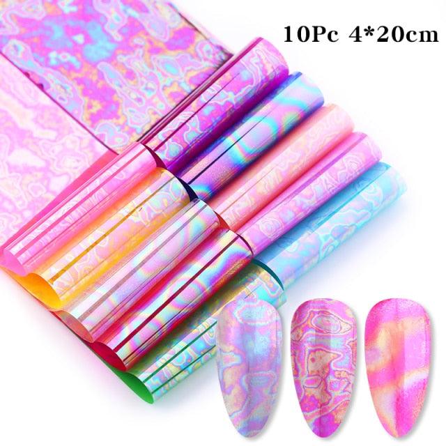 Nail Foils Marble Flower Series Iridescent Nail Art Transfer Sticker Paper Slider Nail Water Decal Design Manicures Decorations  Art Manicures Decoration New Gold Nail Transfer Foils for Nail Arts Nails Supply Holographic Effect Nail Art Foil Stickers Hol