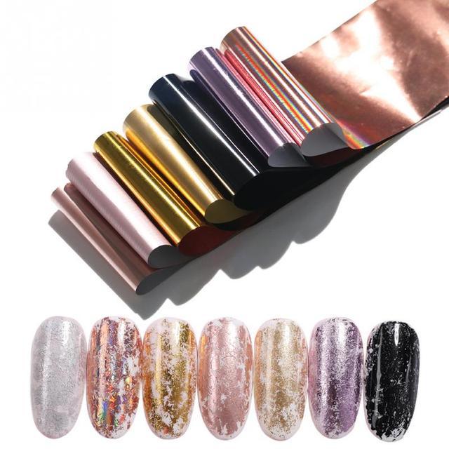 Nail Foils Marble Flower Series Iridescent Nail Art Transfer Sticker Paper Slider Nail Water Decal Design Manicures Decorations  Art Manicures Decoration New Gold Nail Transfer Foils for Nail Arts Nails Supply Holographic Effect Nail Art Foil Stickers Hol