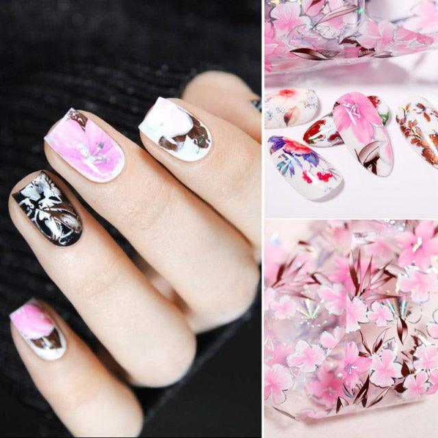 Nail Foils Marble Flower Series Iridescent Nail Art Transfer Sticker Paper Slider Nail Water Decal Design Manicures Decorations  Art Manicures Decoration New Gold Nail Transfer Foils for Nail Arts Nails Supply Holographic Effect Nail Art Foil Stickers Hol