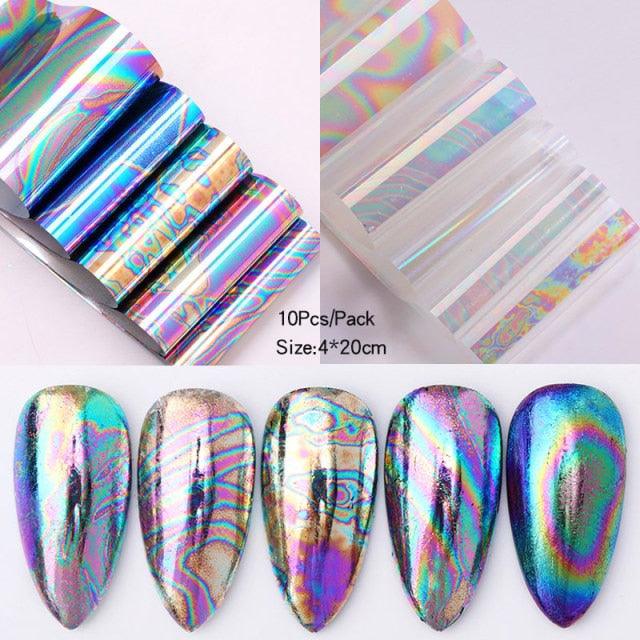 Nail Foils Marble Flower Series Iridescent Nail Art Transfer Sticker Paper Slider Nail Water Decal Design Manicures Decorations  Art Manicures Decoration New Gold Nail Transfer Foils for Nail Arts Nails Supply Holographic Effect Nail Art Foil Stickers Hol