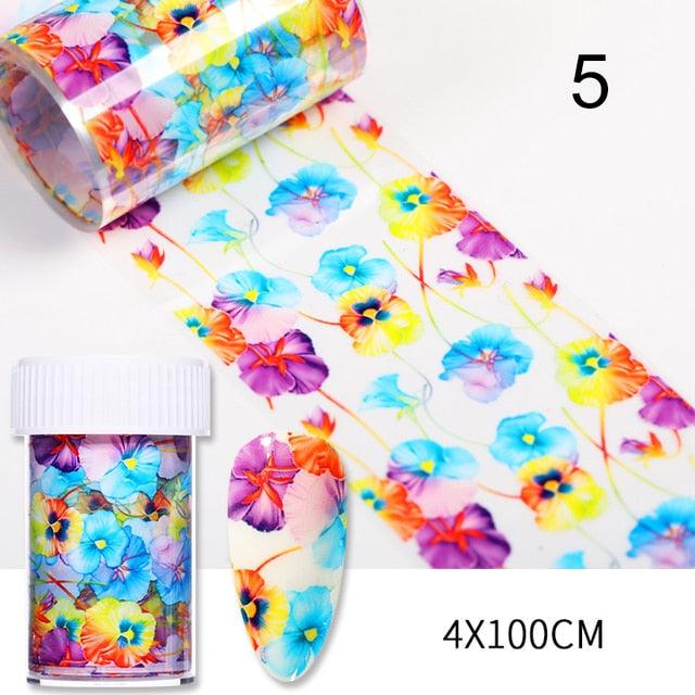 Nail Foils Marble Flower Series Iridescent Nail Art Transfer Sticker Paper Slider Nail Water Decal Design Manicures Decorations  Art Manicures Decoration New Gold Nail Transfer Foils for Nail Arts Nails Supply Holographic Effect Nail Art Foil Stickers Hol