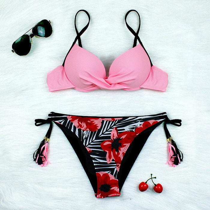 Halter Bikini Bandage Swimsuit Solid Swimwear Sport Liquid Metallic Shiny String Bikini 2 Piece Swimsuit Set Women Shiny Bikini Set Bathing Suit Push Up Two-piece Suit