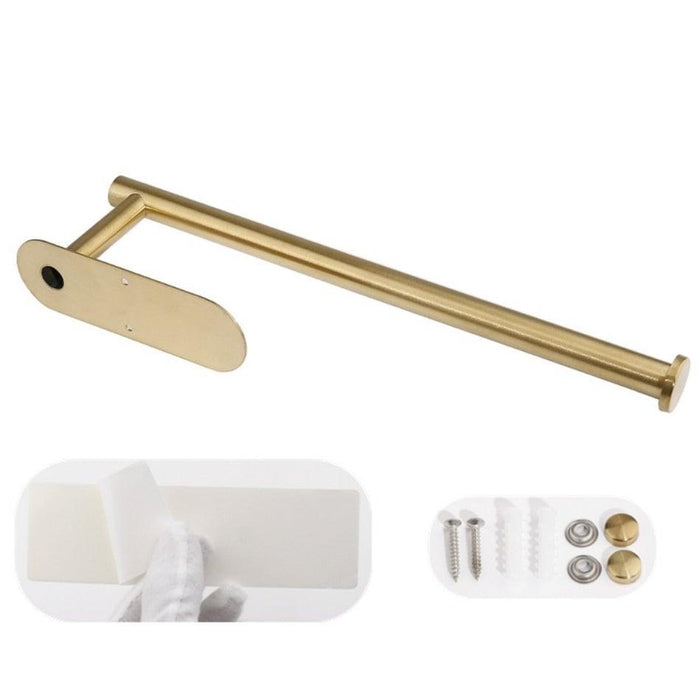 Adhesive Paper Holder Gold 304 Stainless Steel Stand Toilet Paper Towel Rack Tissue Roll Hanger For Kitchen Bathroom Free Nail Stainless Steel Toilet Tissue Roll Holder Sticky Hand Towel Hanger Vertical Or Horizontal No Drilling