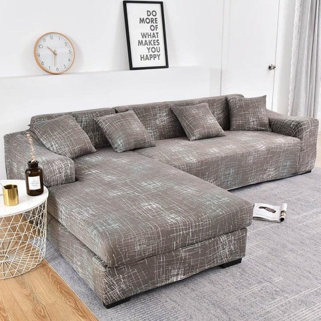 Sofa Cover Geometric Couch Cover Elastic Sofa Cover for Living Room Pets Corner L Shaped Chaise Longue Sofa Slipcover Shaped Sofa Slipcovers with Elastic Bottom, Jacquard Chaise Lounge Set for Living Room