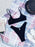 Luxury Women Black Halter Bikinis Women's Halter Bandage Bikini Bottom Push Up Swimsuits Swimsuit Women High Waist String Floral Printed 2 Piece Bathing Suits Solid Color Bikinis Sets Bathing Suit Female Beachwear