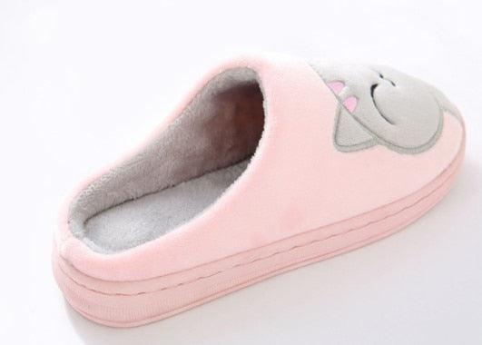 Women Winter Warm Home Slippers Couple Shoes Plush Cat Animal Slip On Soft Indoor Flats Comfort Cozy Memory Foam Scuff Slippers Slip On Warm House Shoes