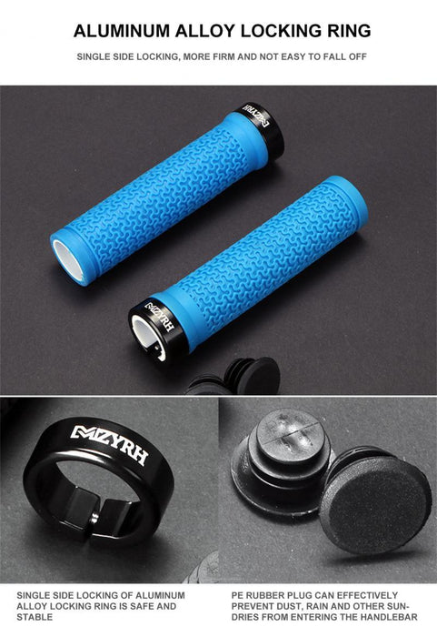 Shock Absorption Mountain Road Cycling Bike Bicycle Handlebar Cover Grips Smooth Soft Rubber Anti-slip Handle Grip Lock Bar End Premium Bike Handlebar Grips Single Lock-on Bike Grips Professional Mountain Bicycle Handlebar Locking Grips