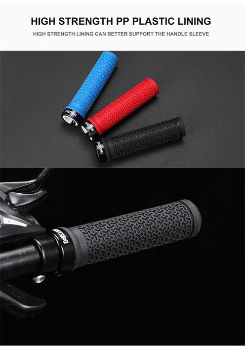 Shock Absorption Mountain Road Cycling Bike Bicycle Handlebar Cover Grips Smooth Soft Rubber Anti-slip Handle Grip Lock Bar End Premium Bike Handlebar Grips Single Lock-on Bike Grips Professional Mountain Bicycle Handlebar Locking Grips