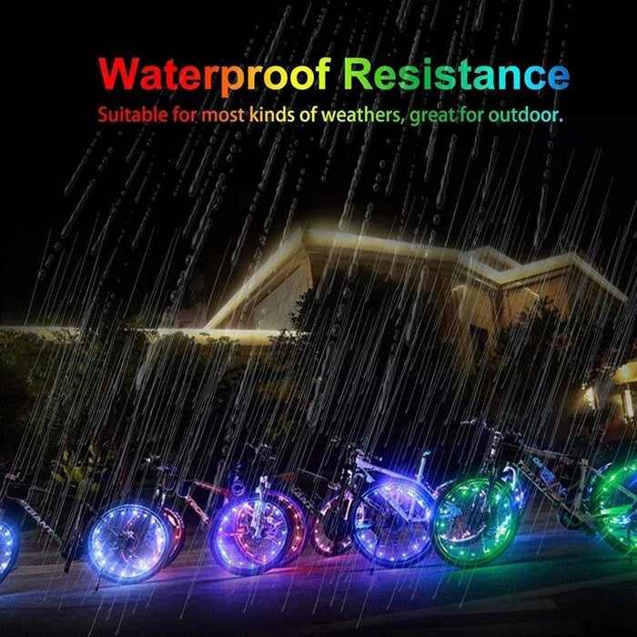 Waterproof LED Bike Wheel Light  Bicycle Spoke Light Bicycle Tire Light Strips Cycling Safety Warning Lamp Bike Wheel Lights  Safety Warning Tire Strip Light For Night Riding Glow Light Fun Safety Light Bike Accessories For Kids