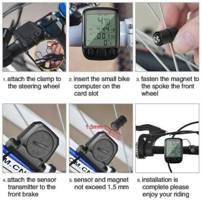 LCD Digital Bicycle Computer Waterproof Cycle Bike Stopwatch Wire Odometer Speedometer Automatic Wake-Up Cycling Computer LCD Backlight  Displays Cycling Accessories Accurate Speed Tracking