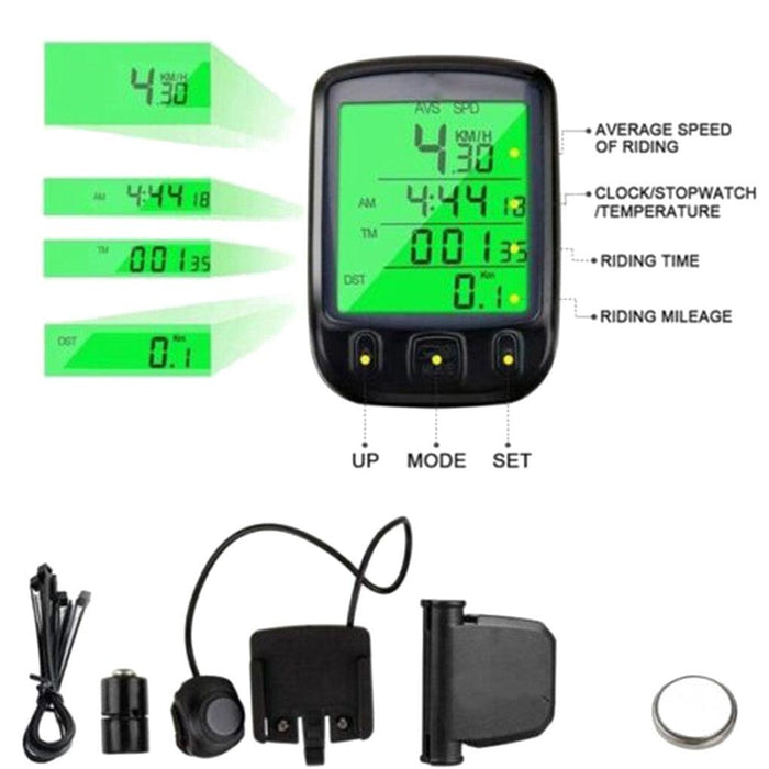 LCD Digital Bicycle Computer Waterproof Cycle Bike Stopwatch Wire Odometer Speedometer Automatic Wake-Up Cycling Computer LCD Backlight  Displays Cycling Accessories Accurate Speed Tracking