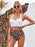 Leaf Floral Bikini Set Women Backless High-Waist Two Pieces Swimwear Beach Bathing Suits Swimsuits Women's Ruffle Bandage Bikini High Waist Bottoms Two Piece Swimsuits